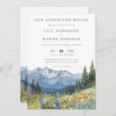 Our Adventure Mountain Wildflower Floral Wedding Kaart (Voorkant / Achterkant)