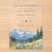 Our Adventure Mountain Wildflowers Floral Wedding Acryl Uitnodigingen (Voorkant)