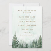 Our Adventure Rustic Pine Tree Forest Wedding Save The Date (Voorkant)