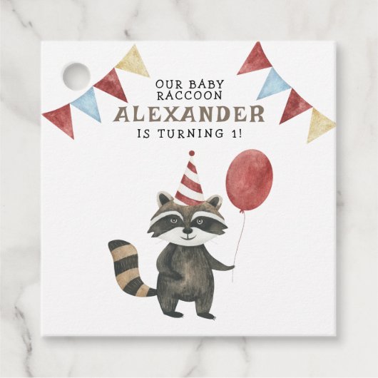 Our Baby Raccoon 1st Birthday  Bedankjes Labels (Voorkant)