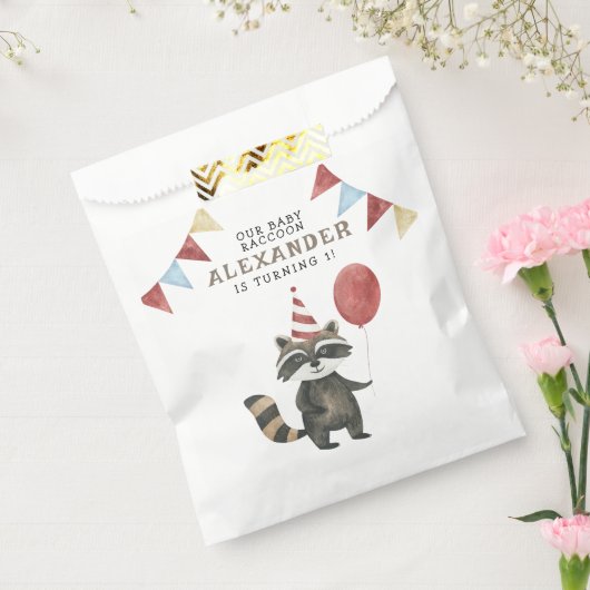 Our Baby Raccoon 1st Birthday  Bedankzakje (Gezegeld)