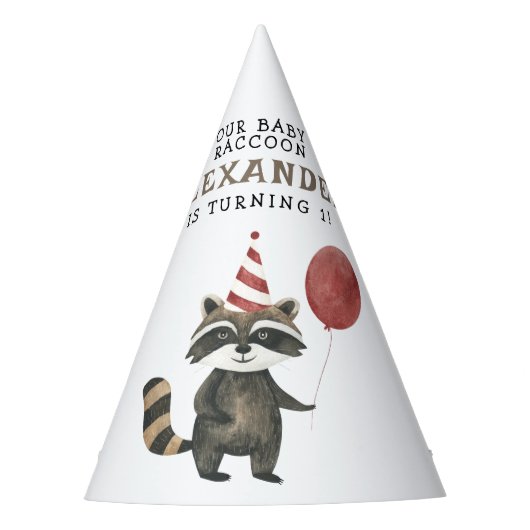 Our Baby Raccoon 1st Birthday Feesthoedjes (Voorkant)