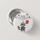 Our Baby Raccoon 1st Birthday Ronde Button 3,2 Cm (Voorkant /achterkant)