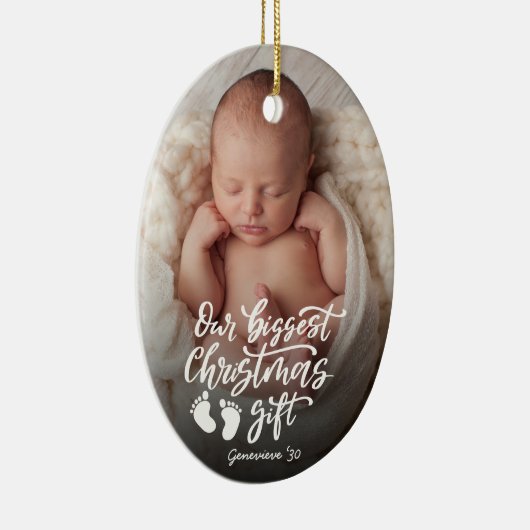 Our Biggest Christmas Gift |  Baby Photo Keramisch Ornament (Rechts)