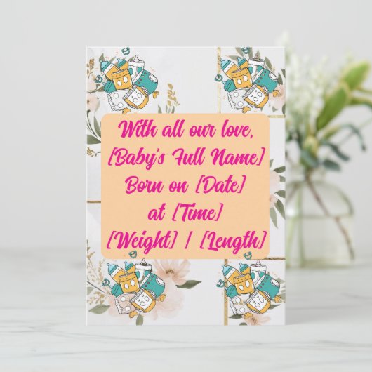 "Our Bundle of Joy Has Arrived" (Onze bundel van v Kaart (Staand voorkant)