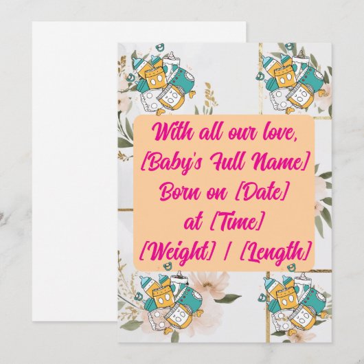 "Our Bundle of Joy Has Arrived" (Onze bundel van v Kaart (Voorkant / Achterkant)