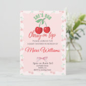 Our Cherry on Top Baby Shower Invitation Kaart (Staand voorkant)