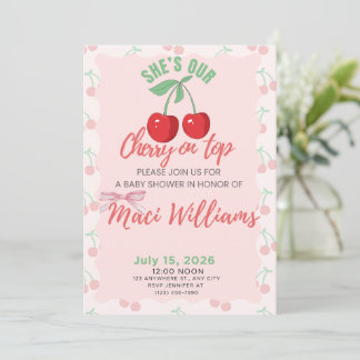 Our Cherry on Top Baby Shower Invitation Kaart