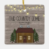 Our Country Home Log Cabin Your Address Christmas Keramisch Ornament (Voorkant)