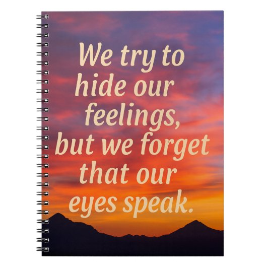 "Our Eyes Speak" – Emotional Quote Notitieboek (Voorkant)
