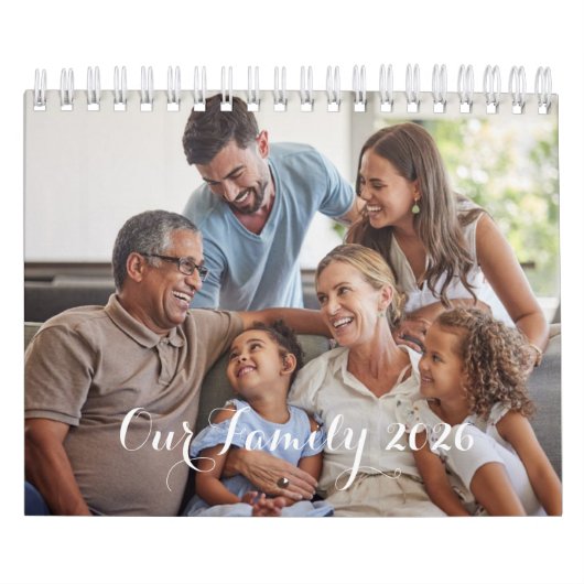 Our Family 2025 Elegant Script Photo Design Kalender (Hoes)
