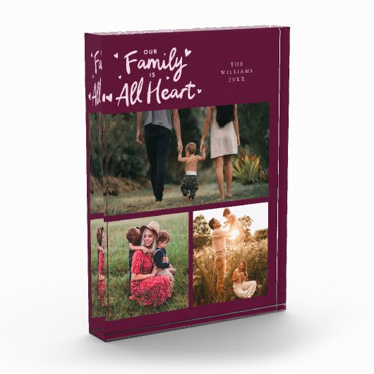 Our Family Is All Heart Cranberry Fotoblokken (Links)