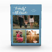 Our Family Is All Heart Denim Blue Fotoblokken (Voorkant)