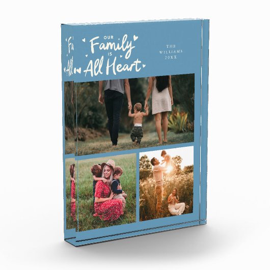 Our Family Is All Heart Denim Blue Fotoblokken (Links)