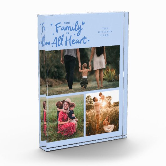 Our Family Is All Heart Icy Blue Fotoblokken (Links)