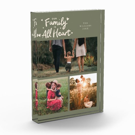 Our Family Is All Heart Sage Green Fotoblokken (Links)