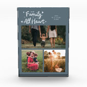 Our Family Is All Heart Slate Blue Fotoblokken (Voorkant)