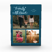 Our Family Is All Heart Teal Fotoblokken (Voorkant)