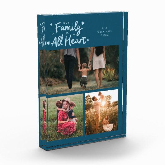 Our Family Is All Heart Teal Fotoblokken (Links)