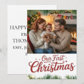 Our Family’s First Christmas Together  Feestdagenkaart (Voorkant / Achterkant)