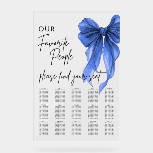 Our Favorite People Bow Wedding Seating Chart Acryl Bord (Voorkant)