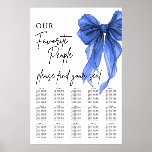 Our Favorite People Bow Wedding Seating Chart Poster (Voorkant)