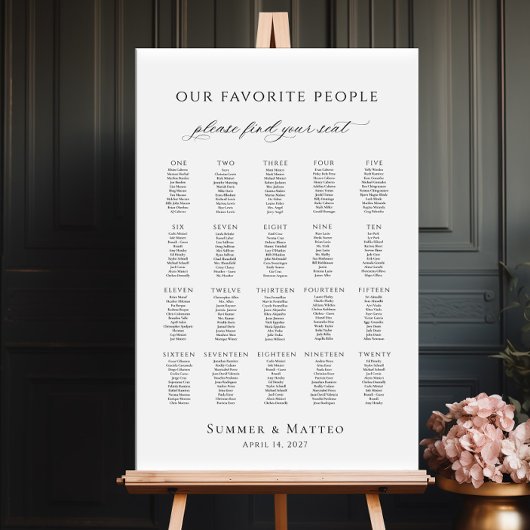 Our favorite people up to 20 tables seating plan poster