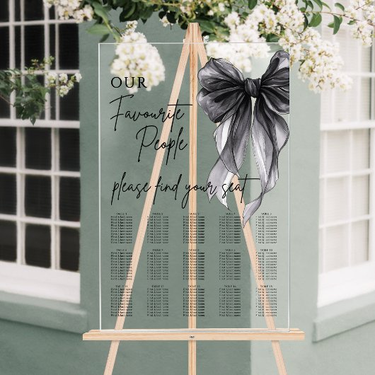 Our Favourite People Bow Wedding Seating Chart Acryl Bord