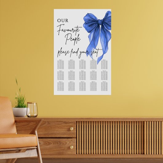 Our Favourite People Bow Wedding Seating Chart Poster (Woonkamer 2)