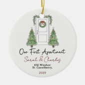 Our First Apartment Custom Names & Year Keramisch Ornament (Voorkant)