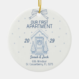 Our First Apartment Custom Year & Names Keramisch Ornament