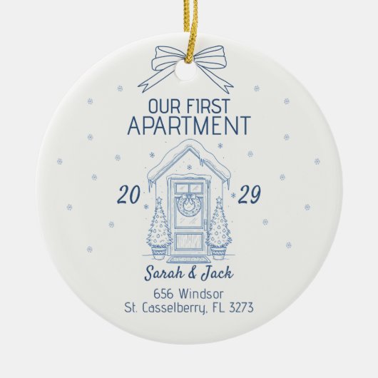Our First Apartment Custom Year & Names Keramisch Ornament (Voorkant)