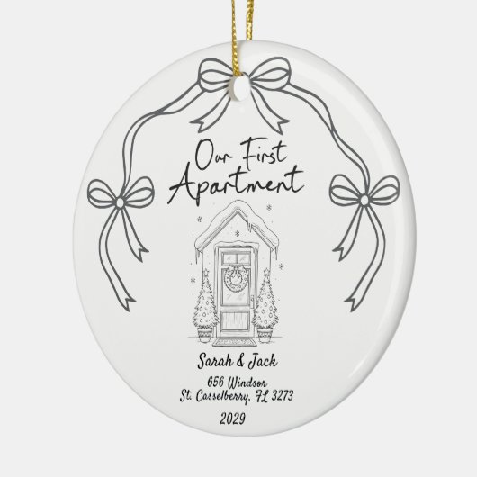 Our First Apartment Custom Year & Names Keramisch Ornament (Links)