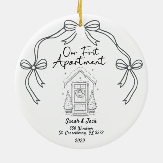 Our First Apartment Custom Year & Names Keramisch Ornament (Achterkant)
