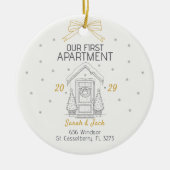 Our First Apartment Custom Year & Names Keramisch Ornament (Voorkant)