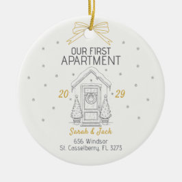 Our First Apartment Custom Year & Names Keramisch Ornament