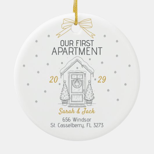Our First Apartment Custom Year & Names Keramisch Ornament (Achterkant)