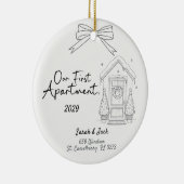 Our First Apartment Custom Year & Names Keramisch Ornament (Rechts)