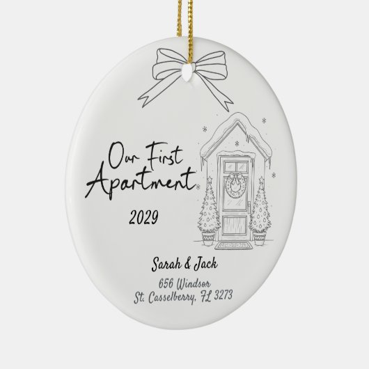 Our First Apartment Custom Year & Names Keramisch Ornament (Rechts)