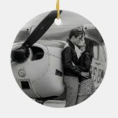 Our First Christmas Airplane Wedding Couple Photo Keramisch Ornament (Achterkant)