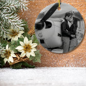 Our First Christmas Airplane Wedding Couple Photo Keramisch Ornament