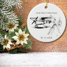 Our First Christmas Airplane Wedding Couple Photo