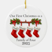 Our First Christmas as a Family of Four 2025 Keramisch Ornament (Achterkant)