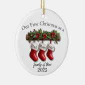 Our First Christmas as a Family of Three 2025 Keramisch Ornament (Rechts)