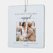 Our First Christmas As Engaged Winter Photo Keramisch Ornament (Links)