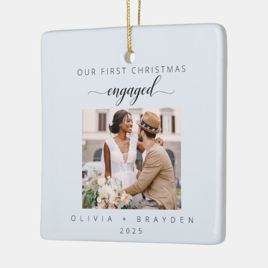 Our First Christmas As Engaged Winter Photo Keramisch Ornament (Links)