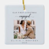Our First Christmas As Engaged Winter Photo Keramisch Ornament (Voorkant)