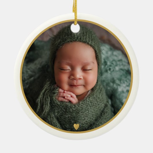 Our First Christmas As Grandma Grandpa Baby Photo Keramisch Ornament (Achterkant)