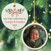 Our First Christmas As Grandma Grandpa Baby Photo Keramisch Ornament