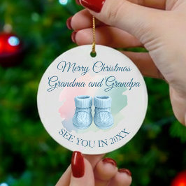 Our First Christmas as Grandparents Baby Booties Ornament